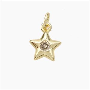 Copper Star Pendant Pave Zirconia Gold Plated, approx 9mm