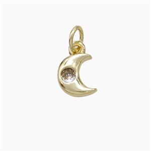 Copper Moon Pendant Pave Zirconia Gold Plated, approx 6-8mm