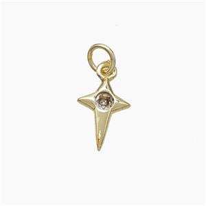 Copper Northstar Pendant Pave Zirconia Gold Plated, approx 8-11mm