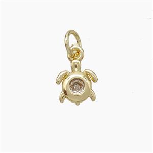 Copper Tortoise Pendant Pave Zirconia Gold Plated, approx 8mm