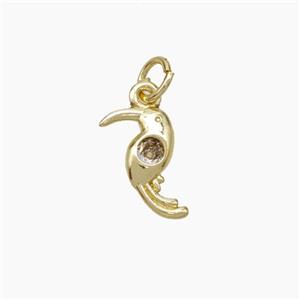 Copper Birds Pendant Pave Zirconia Gold Plated, approx 8-12mm