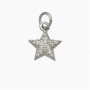 Copper Star Pendant Micropave Zirconia Platinum Plated, approx 10mm