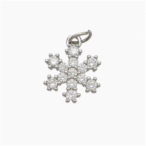 Copper Snowflake Pendant Pave Zirconia Platinum Plated, approx 12mm