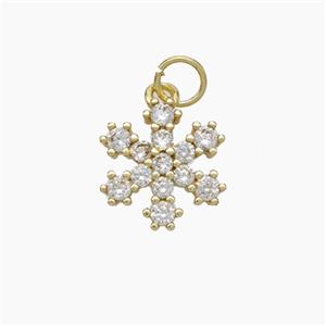 Copper Snowflake Pendant Pave Zirconia Gold Plated, approx 12mm