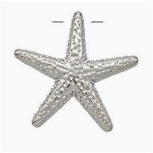 Copper Starfish Pendant Hammered Platinum Plated, approx 30mm