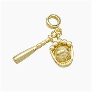 Baseball Gloves And Bat Charms Copper Sport Pendant Gold Plated, approx 10-12mm, 3-17mm, 7mm