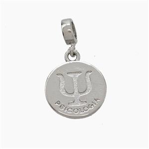 Copper Psicologia Symbol Pendant Platinum Plated, approx 15mm, 7mm