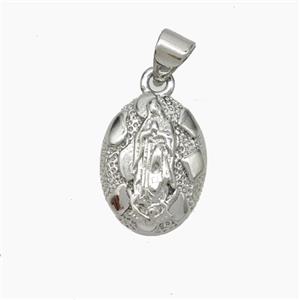 Virgin Mary Charms Copper Pendant Platinum Plated, approx 12-15mm