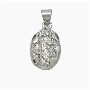 Jesus Charms Copper Pendant Platinum Plated, approx 12-15mm