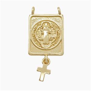 Jesus Charms Copper Pendant 2loops Cross Gold Plated, approx 13-16mm, 5-7mm