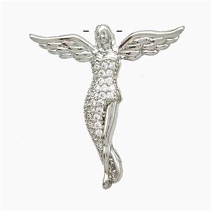 Angelwing Charms Copper Pendant Pave Zirconia Engelsrufer Platinum Plated, approx 30mm