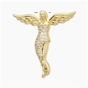 Angelwing Charms Copper Pendant Pave Zirconia Engelsrufer Gold Plated, approx 30mm