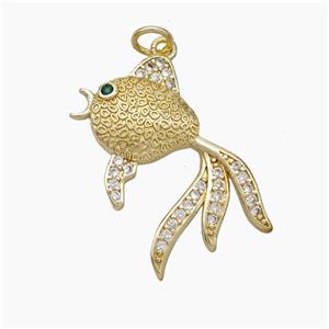 Copper Fish Pendant Pave Zirconia Gold Plated, approx 25mm