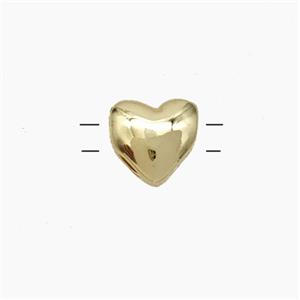 Copper Heart Beads With 2holes Gold Plated, approx 7mm