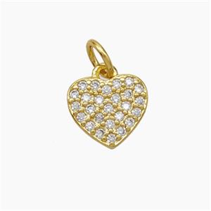 Copper Heart Pendant Pave Zirconia Gold Plated, approx 10mm