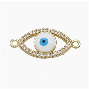 Copper Evil Eye Connector Pave Zirconia Enamel Gold Plated, approx 12-20mm