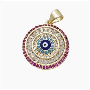 Copper Evil Eye Connector Pave Zirconia Enamel Gold Plated, approx 17mm