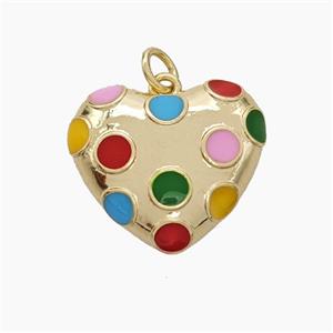 Copper Heart Pendant Multicolor Enamel Gold Plated, approx 16-18mm