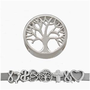 Copper Watchband Beads Tree Of Life Flat Hole Platinum Plated, approx 16mm, 3-11mm hole