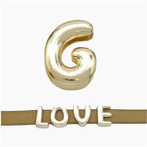 Copper Watchband Beads Letter-G Flat Hole Gold Plated, approx 10-14mm, 3-11mm hole