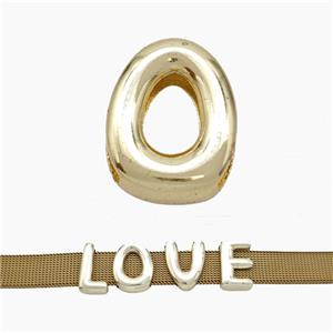 Copper Watchband Beads Letter-O Flat Hole Gold Plated, approx 10-14mm, 3-11mm hole