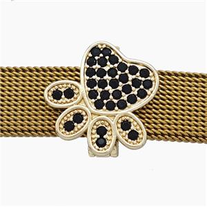 Copper Watchband Beads Pave Zirconia Paws Flat Hole Gold Plated, approx 15mm, 2-10mm hole