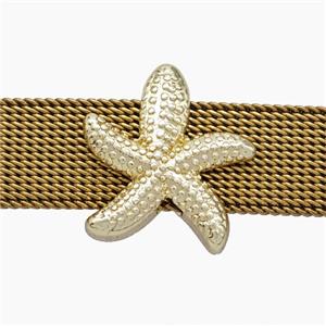 Copper Watchband Beads Starfish Flat Hole Gold Plated, approx 15-16mm, 2-10mm hole