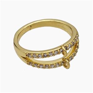 Copper Rings Pave Zirconia Gold Plated, approx 8mm, 18mm dia