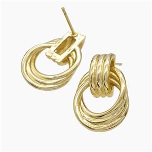 Copper Stud Earrings Gold Plated, approx 16-23mm