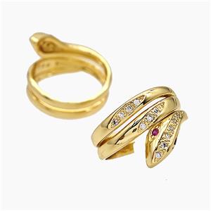 Copper Snake Rings Pave Zirconia 18K Gold Plated, approx 14mm, 18mm dia