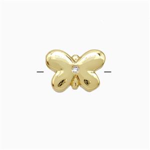 Copper Butterfly Beads Pave Zirconia Gold Plated, approx 8.5-12mm