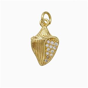Copper Clam Pendant Pave Zirconia Gold Plated, approx 10-14mm