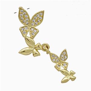 Copper Butterfly Pendant Pave Zirconia Gold Plated, approx 7-13mm, 11-19mm