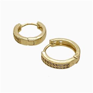 Copper Hoop Earrings Micropave Zirconia Gold Plated, approx 17mm dia