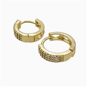 Copper Hoop Earrings Micropave Zirconia Gold Plated, approx 16mm dia