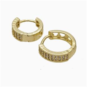 Copper Hoop Earrings Micropave Zirconia Gold Plated, approx 16mm dia