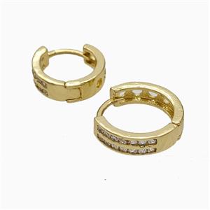 Copper Hoop Earrings Micropave Zirconia Gold Plated, approx 16mm dia