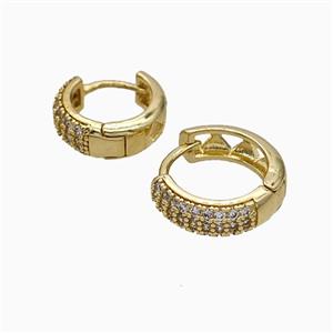 Copper Hoop Earrings Micropave Zirconia Gold Plated, approx 16mm dia