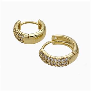 Copper Hoop Earrings Micropave Zirconia Gold Plated, approx 16mm dia