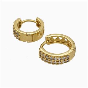 Copper Hoop Earrings Micropave Zirconia Gold Plated, approx 16mm dia