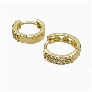 Copper Hoop Earrings Micropave Zirconia Gold Plated, approx 16mm dia