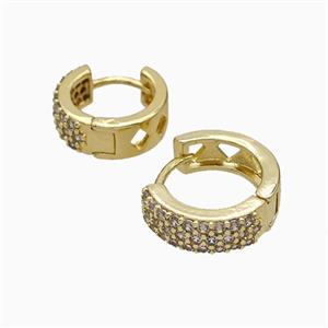 Copper Hoop Earrings Micropave Zirconia Gold Plated, approx 16mm dia