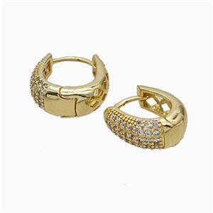 Copper Hoop Earrings Micropave Zirconia Gold Plated, approx 15-17mm