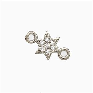 Copper Star Connector Pave Zirconia Platinum Plated, approx 7.5mm