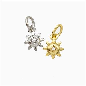 Copper Sun Pendant Pave Zirconia Mixed, approx 7mm