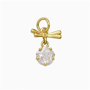 Copper Dragonfly Pendant Pave Zirconia Gold Plated, approx 6.5mm, 5-10mm