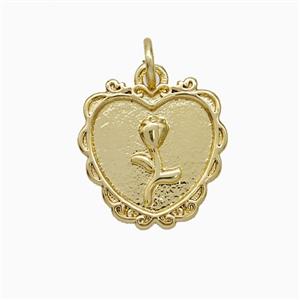 Copper Heart Flower Pendant Gold Plated, approx 14mm