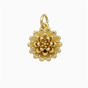 Copper Flower Pendant Gold Plated, approx 12mm