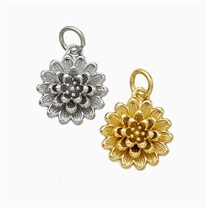 Copper Flower Pendant Mixed, approx 12mm