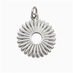 Copper Flower Pendant Platinum Plated, approx 16mm